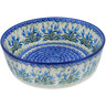 Polish Pottery Serving Bowl 9&quot; Feathery Bluebells