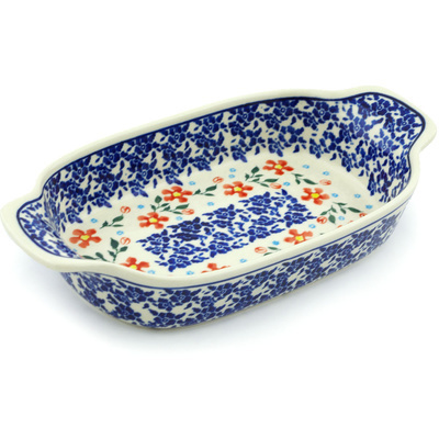 Polish Pottery Serving Dish or Baker Small Country Garden