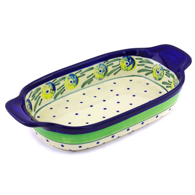 Polish Pottery Serving Dish or Baker Small Limon Swirl