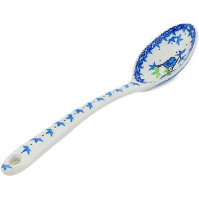 Polish Pottery Serving Spoon 13&quot; Bird Watching