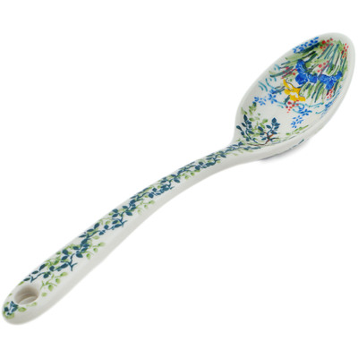 Polish Pottery Serving Spoon 13&quot; Kingfisher Bird UNIKAT