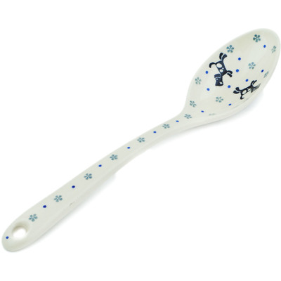 Polish Pottery Serving Spoon 13&quot; Playing Pups