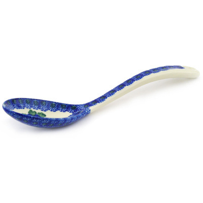 Polish Pottery Serving Spoon 9&quot; Blue Poppies