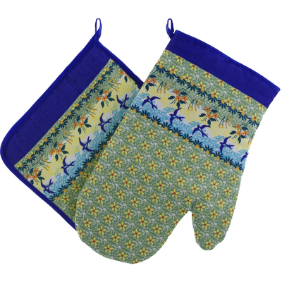 Polyester Set of 2 Oven Mittens 12&quot; Birds In The Sunset UNIKAT