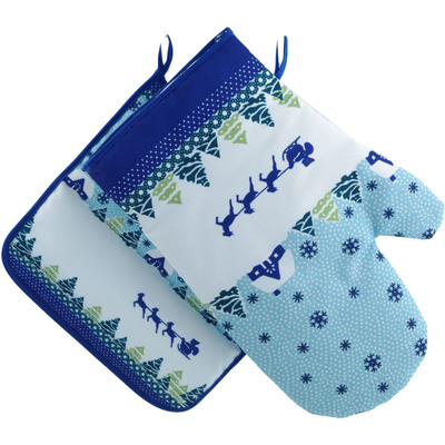 Polyester Set of 2 Oven Mittens 12&quot; T&#039;was The Night Before Christmas