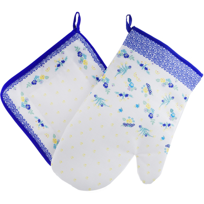 Polyester Set of 2 Oven Mittens 12&quot; Wild Flowers