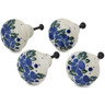 Polish Pottery Set of 4 Drawer Pull Knobs 1-1/2 inch Blue Speckle Garland