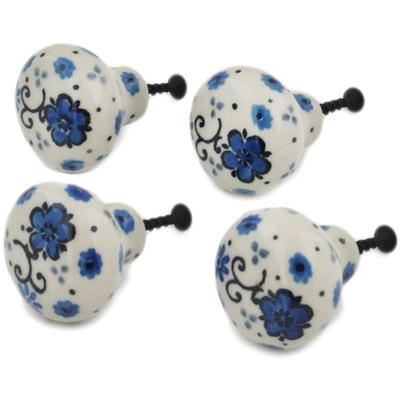 Polish Pottery Set of 4 Drawer Pull Knobs 1-1/2 inch Dance With Joy
