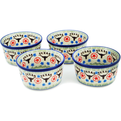 Polish Pottery Set of 4 ramekin bowls State Of Texas