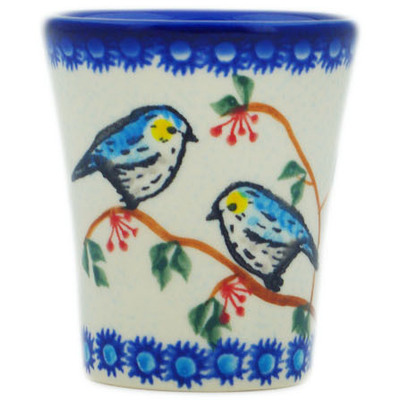 Polish Pottery shot glass 4 oz Best Bird Friends Forever