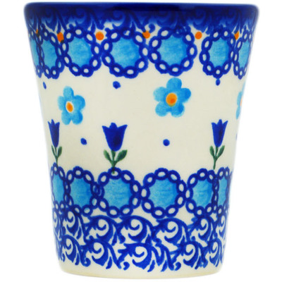 Polish Pottery shot glass 4 oz Blooming Tulips