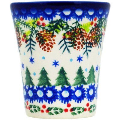 Polish Pottery shot glass 4 oz Peace Of Pine Trees