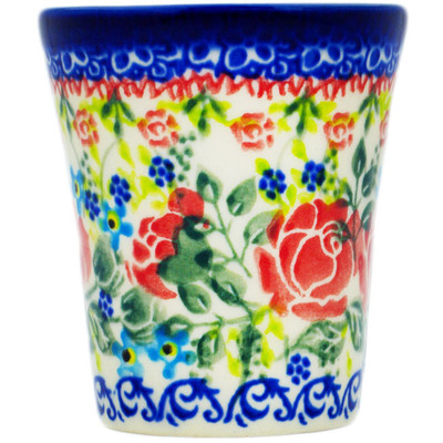 Polish Pottery shot glass 4 oz Retro Rose
