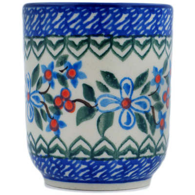 Polish Pottery shot glass 5 oz Azure Blooms