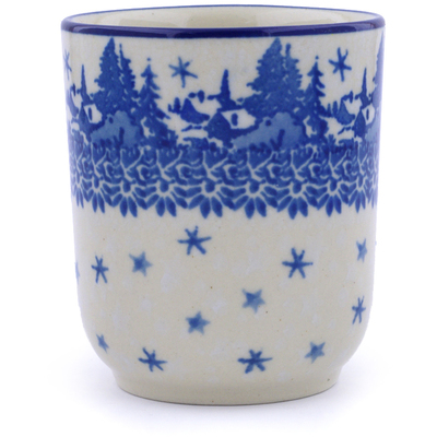 Polish Pottery shot glass 5 oz Blue Winter
