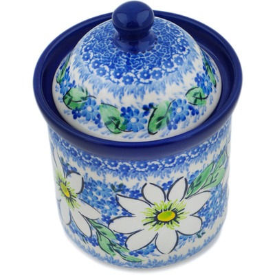 Polish Pottery Small Canister 6&quot; Bloodroot Bliss UNIKAT