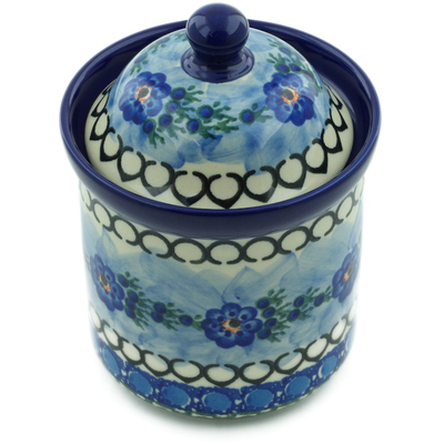 Polish Pottery Small Canister 6&quot; Blue Delight UNIKAT