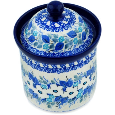 Polish Pottery Small Canister 6&quot; Delicate Magnolia UNIKAT