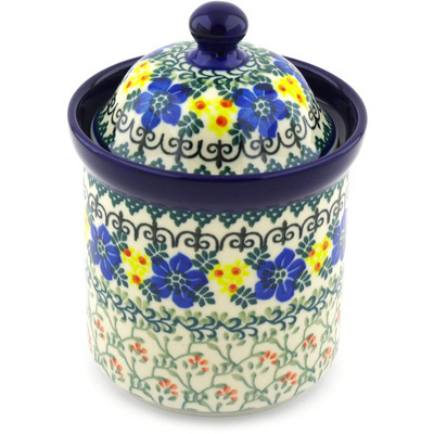 Polish Pottery Small Canister 6&quot; Lace With Flowers