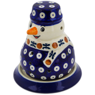 Polish Pottery Snowman Candle Holder 5&quot; Mosquito