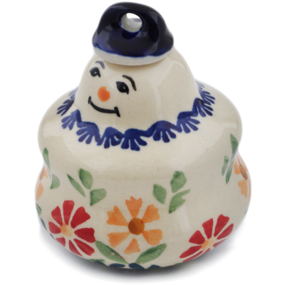 Polish Pottery Snowman Ornament 3&quot; Wave Of Flowers