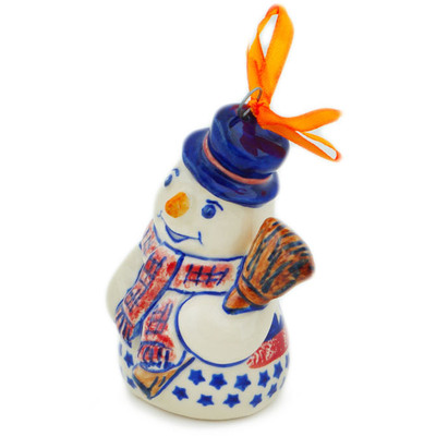 Polish Pottery Snowman Ornament 4&quot; Big Stars, Big Dreams
