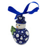 Polish Pottery Snowman Ornament 4&quot; Blue Eye Scatter UNIKAT