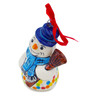 Polish Pottery Snowman Ornament 4&quot; Colorful Polka Dots