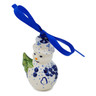 Polish Pottery Snowman Ornament 4&quot; December&#039;s Blooms UNIKAT