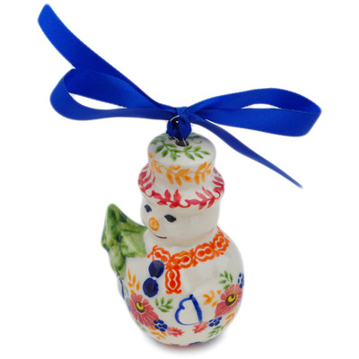 Polish Pottery Snowman Ornament 4&quot; Fall Assortment UNIKAT