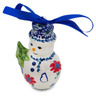 Polish Pottery Snowman Ornament 4&quot; Full Blossom