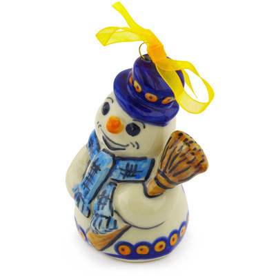 Polish Pottery Snowman Ornament 4&quot;