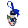 Polish Pottery Snowman Ornament 4&quot; Poppies And Ferns