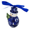 Polish Pottery Snowman Ornament 4&quot; Set Sail Into The Blue