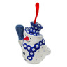 Polish Pottery Snowman Ornament 5&quot; Blue Eyes