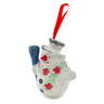 Polish Pottery Snowman Ornament With Bell 4&quot; Maraschino