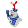 Polish Pottery Snowman Ornament With Bell 4&quot; Ship Wheels