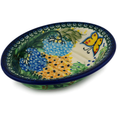 Polish Pottery Soap Dish 5&quot; Spring Garden UNIKAT