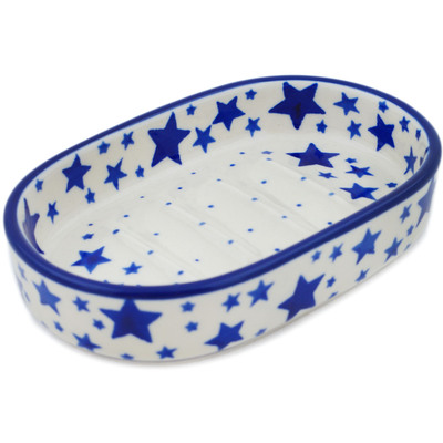 Polish Pottery Soap Dish 5&quot; Starlight