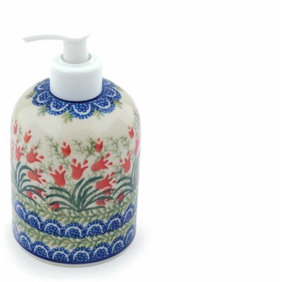 Polish Pottery Soap Dispenser 5&quot; Crimson Bells
