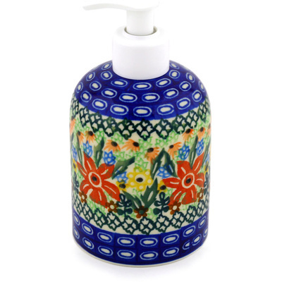 Polish Pottery Soap Dispenser 5&quot; Starflower Basket UNIKAT