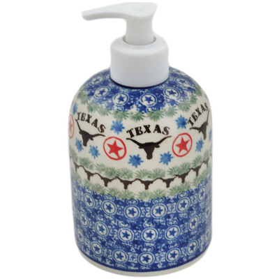 Polish Pottery Soap Dispenser 5&quot; Texas Longhorns