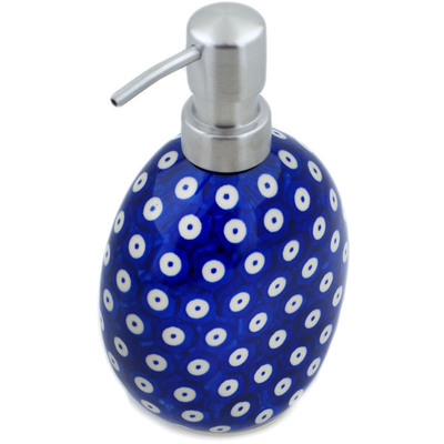 Polish Pottery Soap Dispenser 6&quot; Lovely Blue Eyes