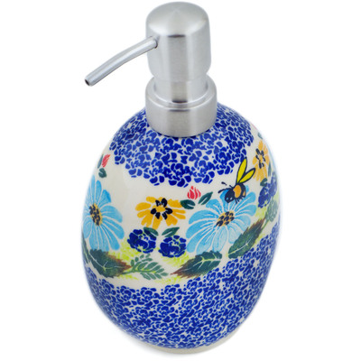 Polish Pottery Soap Dispenser 6&quot; Summer Bees UNIKAT