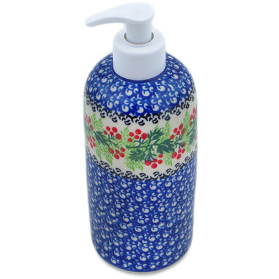 Polish Pottery Soap Dispenser 7&quot; Blooming Rowan