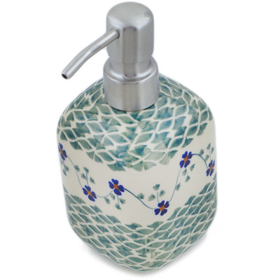 Polish Pottery Soap Dispenser 7&quot; Lucky Blue Clover