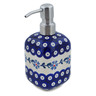 Polish Pottery Soap Dispenser 7&quot; Peacock Forget-me-not