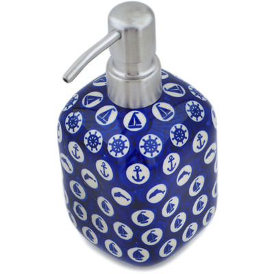 Polish Pottery Soap Dispenser 7&quot; Set Sail Into The Blue