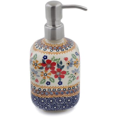 Polish Pottery Soap Dispenser 7&quot; Summer Bouquet UNIKAT
