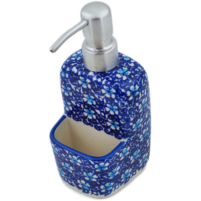 Polish Pottery Soap dispenser with holder Flowers On The Lake